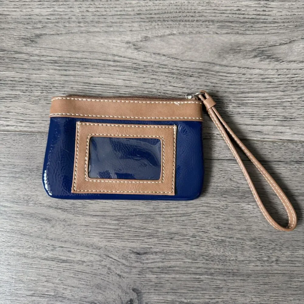 Nine West Blue Patent & Tan Wristlet Wallet - Picture 4 of 4